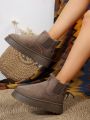 Women's Elastic Slip-on Short Snow Boots, Thickened Plush Bread Shoes, Anti-slip And Warm For Winter