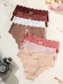 SHEIN 7pcs/Set Women's Triangle Panties Decorated With Bowknot