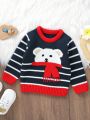Baby Boy Cartoon & Striped Pattern Sweater for Christmas