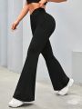 Daily&Casual High Waisted Criss-Cross Flare Sports Pants For Workout