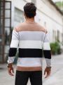Manfinity Homme Men'S Contrast Color Striped Long Sleeve Sweater