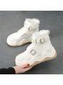 Women's Winter Motorcycle Snow Boots With Wave Thick Sole, Warm Lining, Anti-slip, Short Tube Style, Fashionable