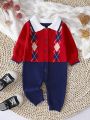 Baby Boy Argyle Pattern Sweater Jumpsuit