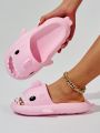 Fashionable And Fun Shark Design Thick Soled One-piece Molded Plastic Slippers