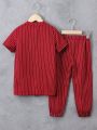SHEIN Kids EVRYDAY 2pcs/Set Toddler Boys' Striped Top And Long Pants