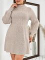 SHEIN Frenchy Plus Size Women's High Neck Long Sleeve Sweater Dress