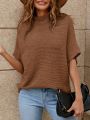 SHEIN LUNE Turtle Neck Batwing Sleeve Knit Top