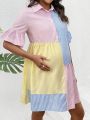 SHEIN Maternity Striped Shirt Dress