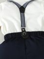 Baby Boys' Gentleman Short Sleeve Bow Tie Shirt + Suspenders Shorts Set