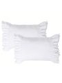 Pack of 2 Farmhouse Ruffle Pillow Shams, Standard Size White French Country Style Vintage Pillowcases with Handcraft Ruffle, Boho Frilly Pillow Shams for Bedroom, Microfiber, 20