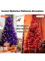 Costway 7ft Pre-lit Purple Halloween Christmas Tree w/ Orange Lights Pumpkin Decorations