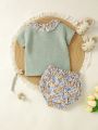 Infant Floral Sweater And Shorts Set
