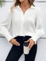 SHEIN Frenchy Women's Solid Color Turn-down Collar Shirt