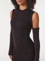 Amiko Cold Shoulder Ribbed Knit Sweater Dress