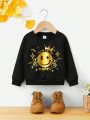 1pc Baby Boys' Casual Round Neck Sweatshirt With 2024 New Year Theme