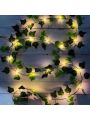 1Pack Ivy Fake Vines 6.56FT Artificial Ivy with 20 LED String Light Leaf Wall Faux Leaves Greenery Garland Hanging Plant Vine for Room Garden Office Wedding Wall Decor