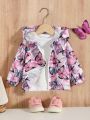 Baby Girls' Spring Purple Butterfly Fun Print Daily Casual Cute Long Sleeve Jacket