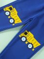 SHEIN Kids QTFun 3pcs/Set Toddler Boys' Cute Engineering Vehicle & Excavator Print Casual Sweatpants, For Spring, Summer, Fall, Winter