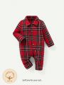 Cozy Cub Baby Boy Tartan Print Button Front Shirt Jumpsuit
