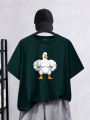 Men'S Plus Size Cartoon Duck Print Round Neck T-Shirt