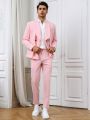 Manfinity AFTRDRK Men's Solid Color Slim Fit Blazer With Shawl Collar Suit Set