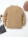SHEIN Boys' Long Sleeve Henley Loose Fit Casual Sweater Cardigan