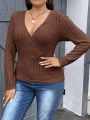 SHEIN Essnce Plus Size Women's Striped Long Sleeve T-shirt