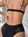 Contrast Lace Bow Front Panty