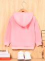 Toddler Girls' Sporty And Casual Hooded Sweatshirt With Letter Print For Spring And Autumn