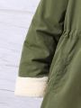Teen Girls' Drawstring Waist Hooded Fleece Jacket
