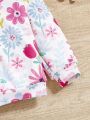 SHEIN Baby Girls' Casual Flower & Bird Patterned Long Sleeve Hoodie Jacket