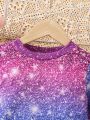SHEIN Kids CHARMNG Young Girl Cute And Fun Unicorn Ombre Print Dress