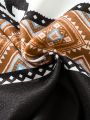 SHEIN Baby Boys' Geometric Animal Print Shawl Collar Pullover