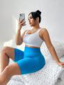 Yoga High Street Plus Size Sports Shorts With Side Pockets
