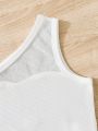 SHEIN Kids FANZEY Toddler Girls' Romantic Lace Splice Vest