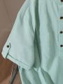 SHEIN Teen Boys' Casual Short Sleeve Shirt, Suitable For Summer
