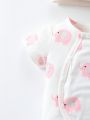 Newborn Baby Boys' Elephant Printed Short Sleeve Jumpsuit