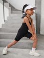 Young Girl Cross Back Cami Sporty Romper