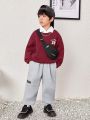 SHEIN Kids KDOMO Boys' Casual Sports Sweatshirt AndJoggers Set, Printed