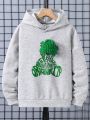 SHEIN Kids QTFun Boys' Casual Letter Printed Hoodie With 3d Hat Decor, Youth