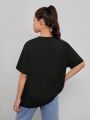 Teen Girls' Casual Print Short Sleeve T-Shirt Suitable For Summer