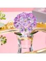 Crystal Hydrangea Artificial Flowers for Decoration Purple Faux Hydrangea Flowers Decor Glass Flowers Figurines Indoor Home Decor Collectibles Crystal Gifts for Women
