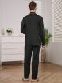 Men'S Lapel Collar Long Sleeve And Long Pants Homewear Set