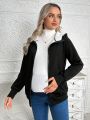 SHEIN Maternity Knitted Solid Color Casual Double Zipper Design Postpartum Functional Jacket With Long Sleeve