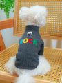 1pc Pet Clothes For Small & Medium Dogs And Cats With Leash Ring And Letter Embroidery, Turtleneck Sweatshirt