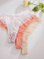 Women's Lace Patchwork Thongs (3pcs/Pack)