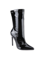 Women's Patent Leather PU Mid-Calf Boots Pointy Toe Side Zippe Fashion Comfy Sexy Kitten Heel Under The Knee Boots