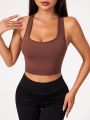 SHEIN Yoga Basic Solid Color Slim Fit Cropped Sports Tank Top