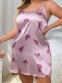 Plus Size Comfortable Heart Print Camisole Sleep Dress