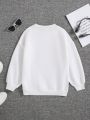 SHEIN Tween Girls' Round Neck Loose Fit Casual Sweatshirt With Letter Print